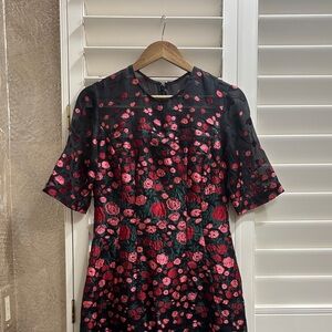 Lela Rose Black Dress with Red Floral Design